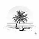 beach, coconut, palm tree tattoo design idea