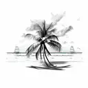 beach, coconut, palm tree tattoo design idea