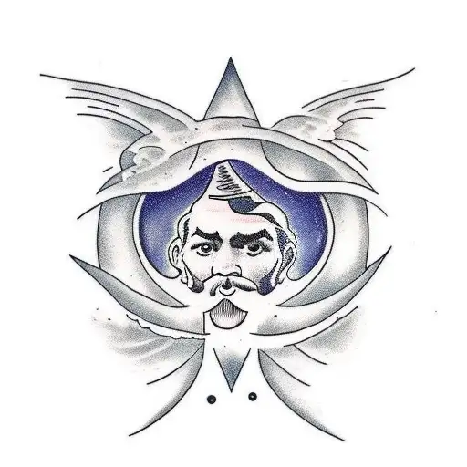 wind flying fishe sailing tattoo design idea