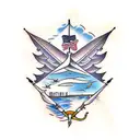 wind flying fishe sailing tattoo design idea