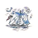 wind flying fishe sailing tattoo design idea