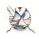 wind flying fishe sailing tattoo design idea