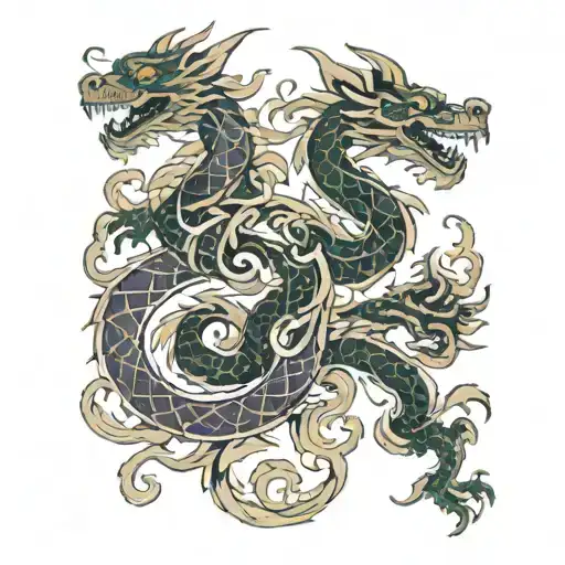 irish fleur de lys intertwined with a chinese dragon tattoo design idea