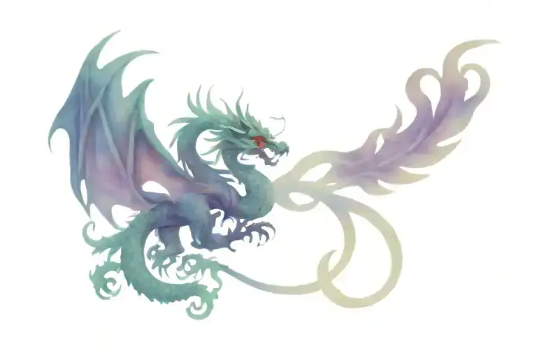 chinese dragon intertwined with a fleur de lys made of celtic knotwork tattoo design idea