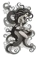 mermaid being pulled down by an octopus tattoo design idea