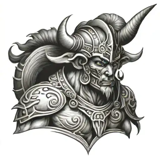 minotaur warrior   tattoo design idea