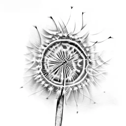 Dandelion flower and leaves  tattoo design idea