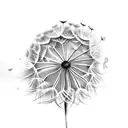 Dandelion flower and leaves  tattoo design idea