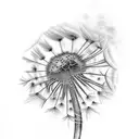 Dandelion flower and leaves  tattoo design idea