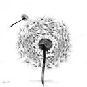 Dandelion flower and leaves  tattoo design idea
