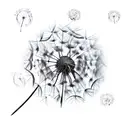 Dandelion flower and leaves  tattoo design idea
