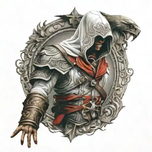 A combination with symbols from all the Assassin's Creed games that have ever existed tattoo design idea