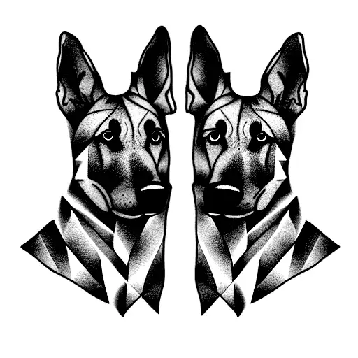 two german shephereds tattoo design idea