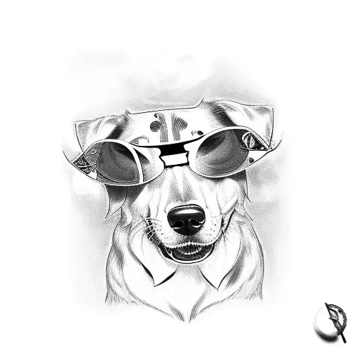 perro con lentes de sol y fumando cigarro  tattoo design idea