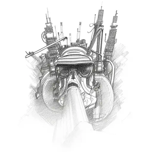 gas drilling rig tattoo design idea