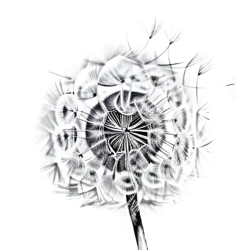 A hidden inside a dandelion flower  tattoo design idea