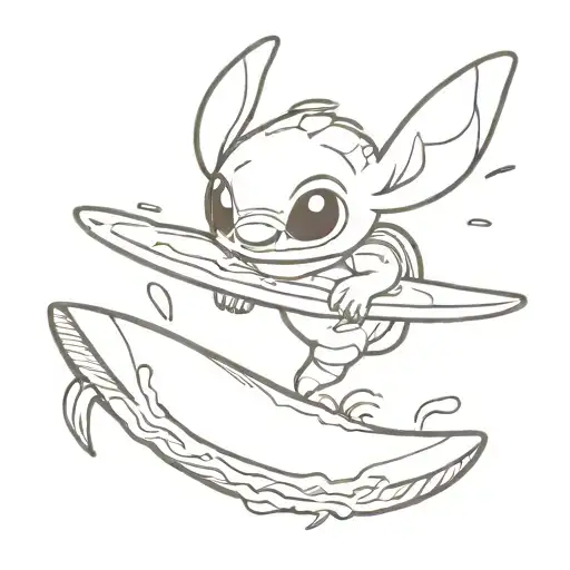 stich on a surf board tattoo design idea