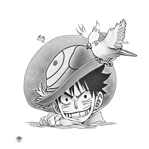 Luffy's hat and a dove rip tattoo design idea