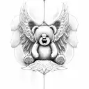  Teddy bear with angel wings and a halo tattoo design idea