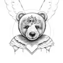  Teddy bear with angel wings and a halo tattoo design idea