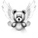  Teddy bear with angel wings and a halo tattoo design idea