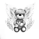  Teddy bear with angel wings and a halo tattoo design idea