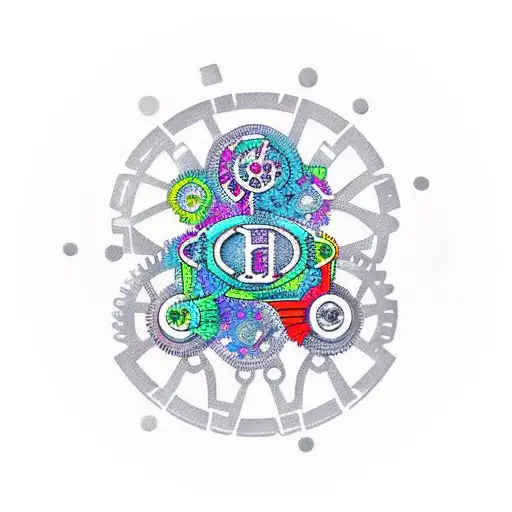 A tattoo design featuring a mechanical heart with the initials of your daughter and wife incorporated into the gears tattoo design idea