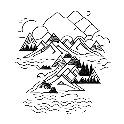 Minimalist Waterfall Logo Line Art Illustration: стоковая векторная графика  (без лицензионных платежей), 2164530871 | Shutterstock