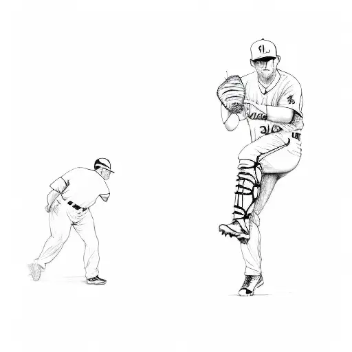 a baseball player throwing a ball in stadium  tattoo design idea