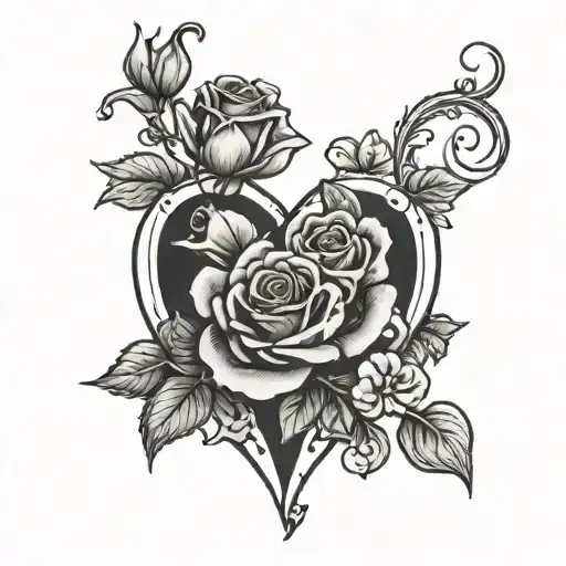name Paul with a heart and roses growing tattoo design idea