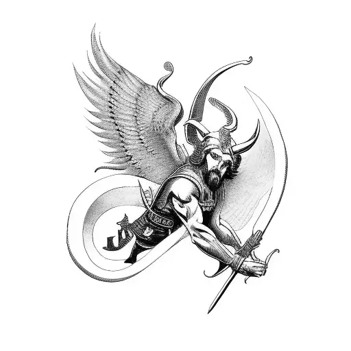 saint michael killing satan tattoo design idea