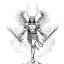 saint michael killing satan tattoo design idea