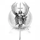 saint michael killing satan tattoo design idea