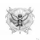 saint michael killing satan tattoo design idea