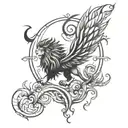 The lion and the phoenix tattoo design idea