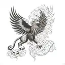 The lion and the phoenix tattoo design idea