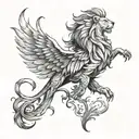The lion and the phoenix tattoo design idea
