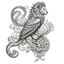 The lion and the phoenix tattoo design idea
