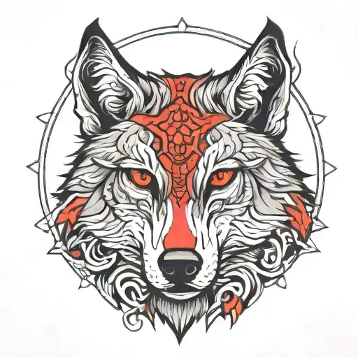 wolf red eyes tattoo design idea