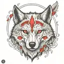 wolf red eyes tattoo design idea