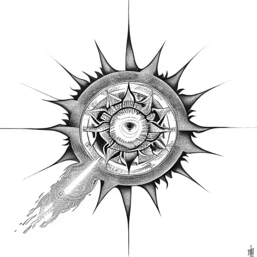 the alchemy transmutation circle as the Sun  tattoo design idea