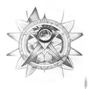 a falling Icarus and above it the alchemy transmutation circle as the Sun  tattoo design idea