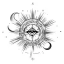 a falling Icarus and above it the alchemy transmutation circle as the Sun  tattoo design idea