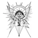 a falling Icarus with the alchemy transmutation circle as the Sun  tattoo design idea