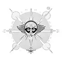 a falling Icarus with the alchemy transmutation circle as the Sun  tattoo design idea