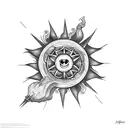 the alchemy transmutation circle as the Sun  tattoo design idea