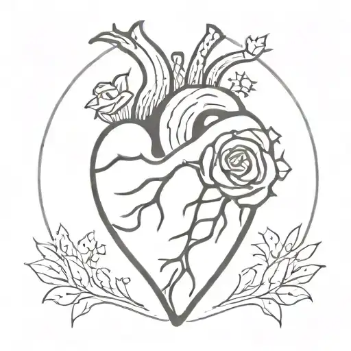 human heart with eyes tattoo design idea