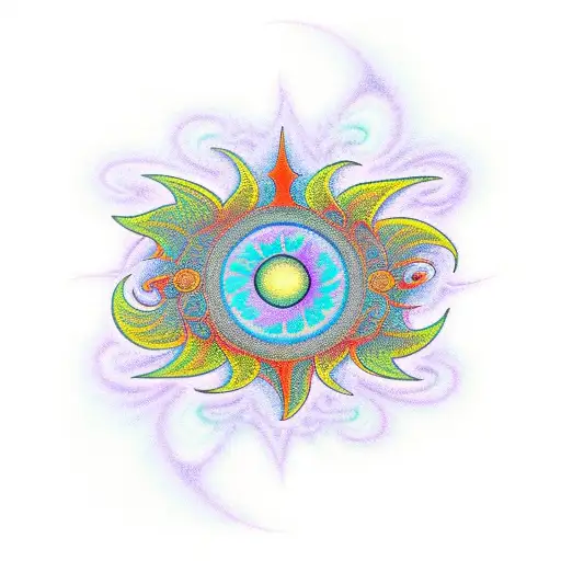 fractal wavy sun tattoo design idea