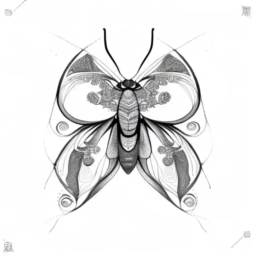 fractal moth design tattoo design idea