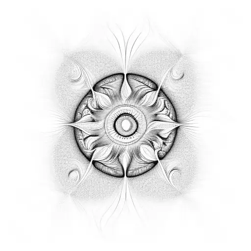 fractal wavy sun tattoo design idea